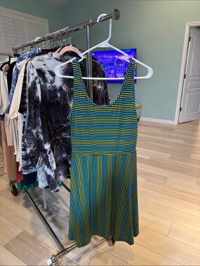 new directions Green and Blue Striped Tank Dress